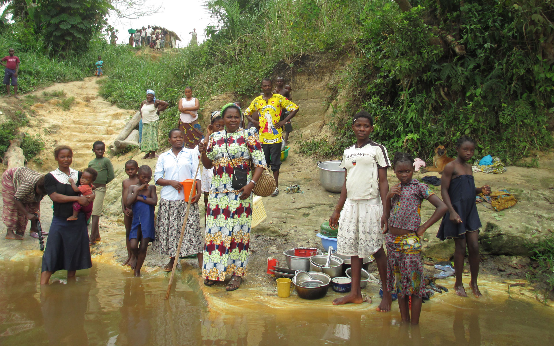 Women and children collecting water